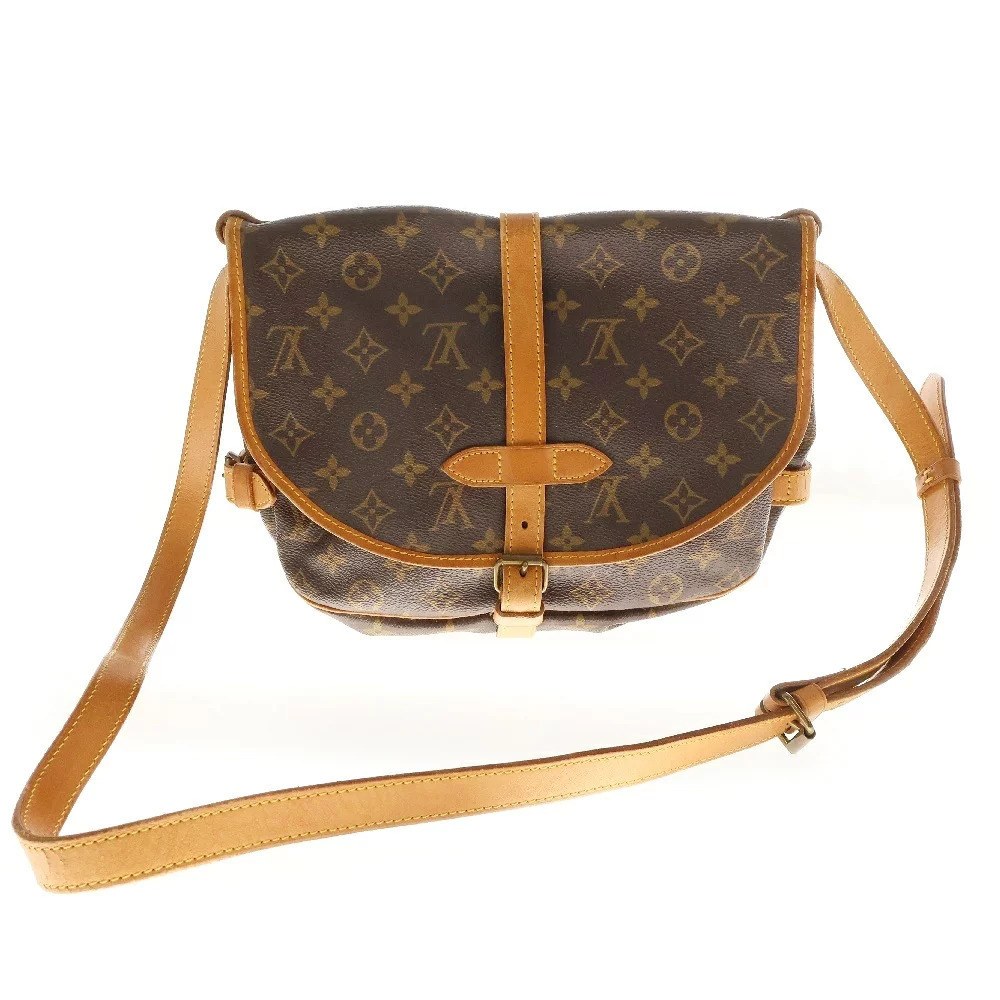 Louis Vuitton Bag Shoulder Brown Saumur Monogram Leather